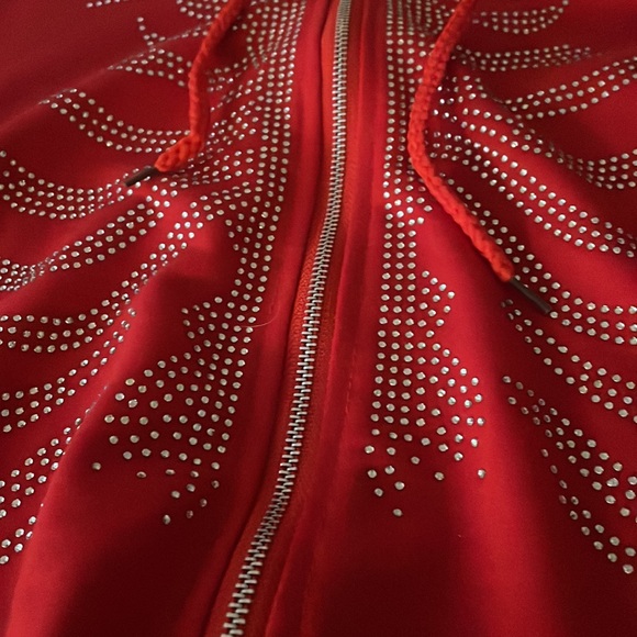 Red rhinestone hoodie L - Picture 5 of 5